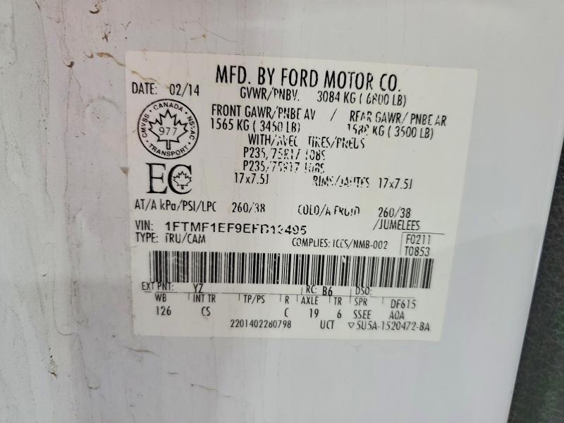 2014 Ford F150 მანქანა იყიდება აუქციონზე, vin: 1FTMF1EF9EFB12495, აუქციონის ნომერი: 65185456