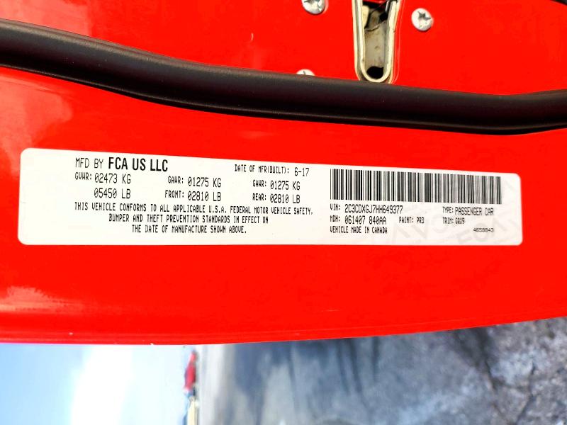2017 Dodge Charger მანქანა იყიდება აუქციონზე, vin: 2C3CDXGJ7HH649377, აუქციონის ნომერი: 64937186