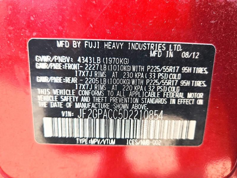 Продажа на аукционе авто 2013 Subaru Xv Crosstrek, vin: JF2GPACC5D2210854, номер лота: 65450916