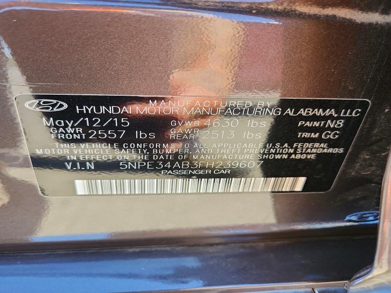 63683316 :رقم المزاد ، 5NPE34AB3FH239607 vin ، 2015 Hyundai Sonata مزاد بيع