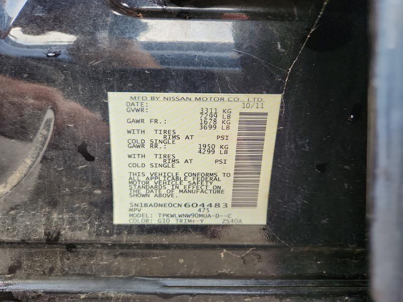 2012 Nissan Armada მანქანა იყიდება აუქციონზე, vin: 5N1BA0NE0CN604483, აუქციონის ნომერი: 66439846