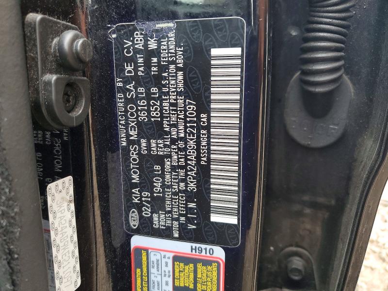 64595486 :رقم المزاد ، 3KPA24AB9KE211097 vin ، 2019 Kia Rio مزاد بيع