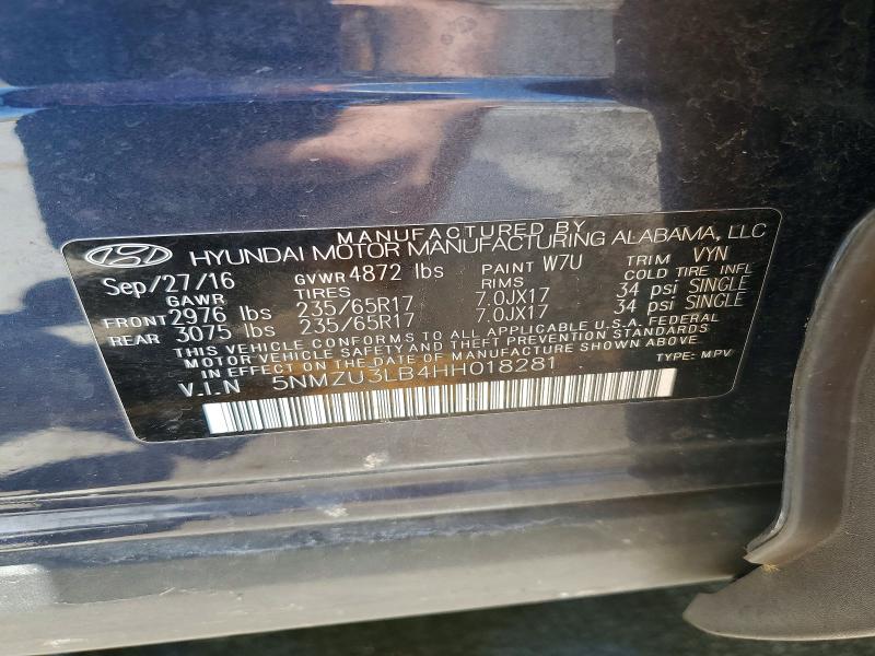 63622056 :رقم المزاد ، 5NMZU3LB4HH018281 vin ، 2017 Hyundai Santa Fe Sport مزاد بيع