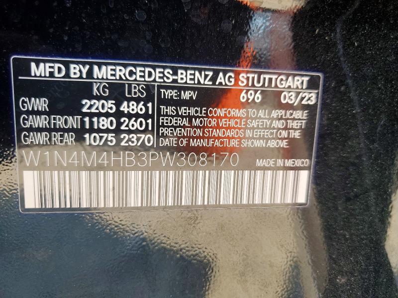 65124646 :رقم المزاد ، W1N4M4HB3PW308170 vin ، 2023 Mercedes-benz Glb مزاد بيع