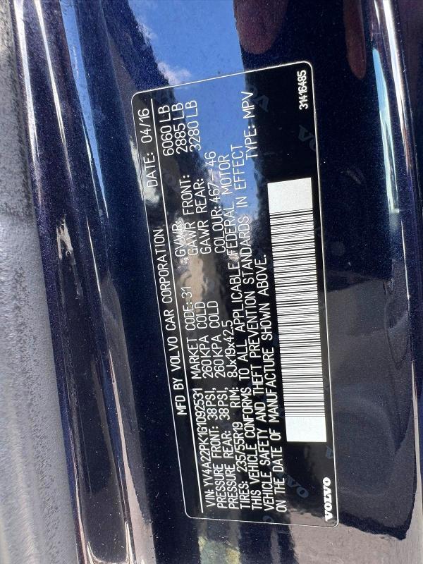 Продажа на аукционе авто 2016 Volvo Xc90, vin: YV4A22PK1G1092531, номер лота: 66572546