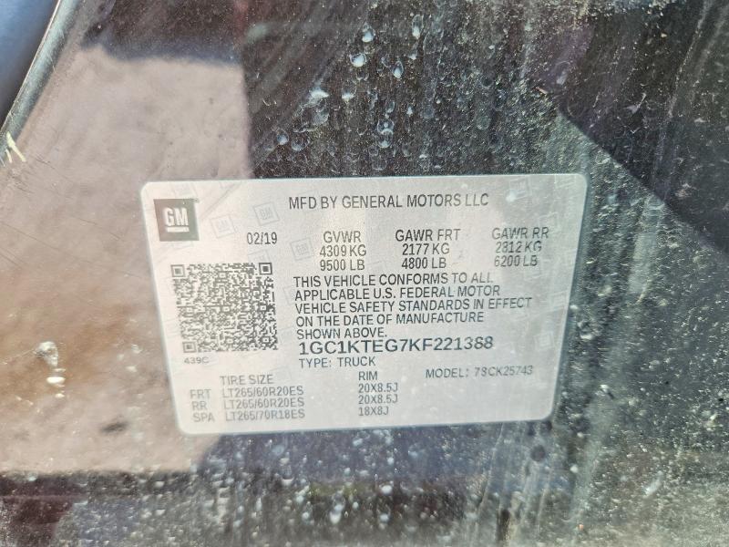 Aukcja sprzedaży 2019 Chevrolet Silverado, vin: 1GC1KTEG7KF221388, numer aukcji: 66519286