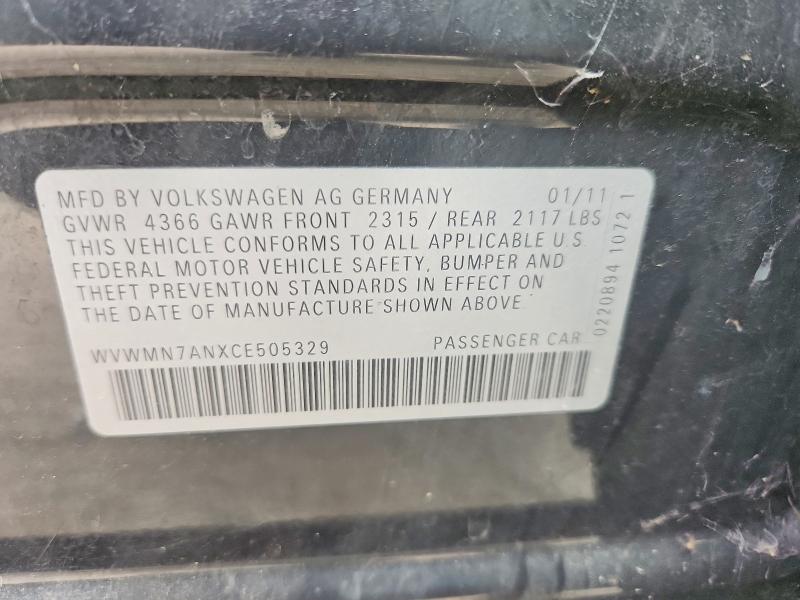 Продаж на аукціоні авто 2012 Volkswagen Cc, vin: WVWMN7ANXCE505329, номер лоту: 67126106