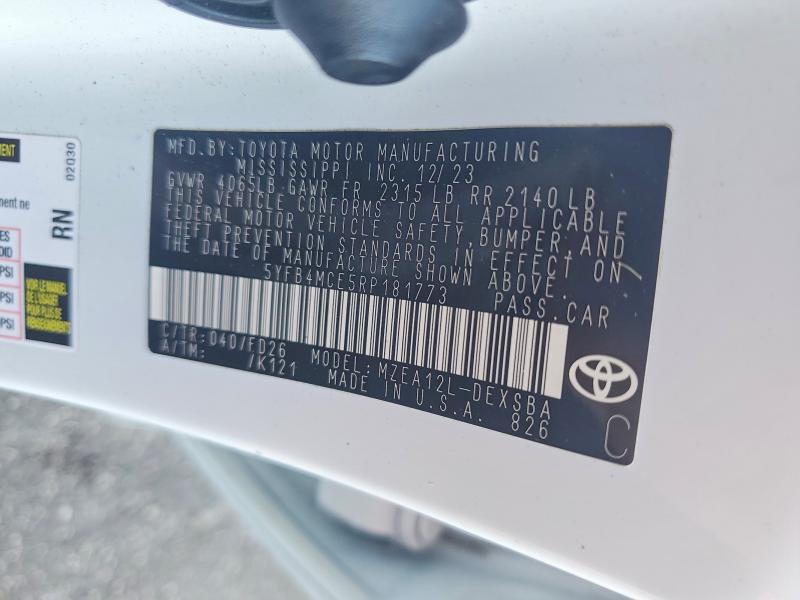 63802726 :رقم المزاد ، 5YFB4MCE5RP181773 vin ، 2024 Toyota Corolla مزاد بيع