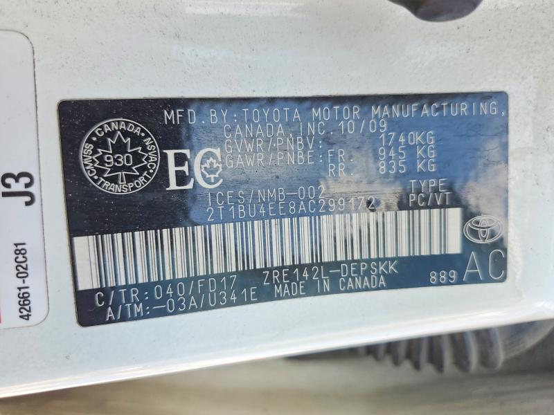 Продажа на аукционе авто 2010 Toyota Corolla, vin: 2T1BU4EE8AC299172, номер лота: 65279746