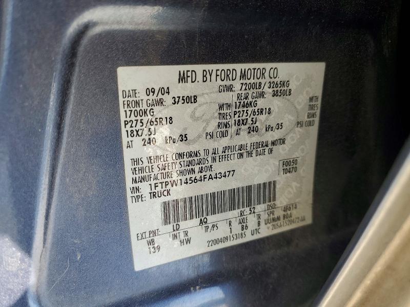 Aukcja sprzedaży 2004 Ford F150, vin: 1FTPW14564FA43477, numer aukcji: 66512656