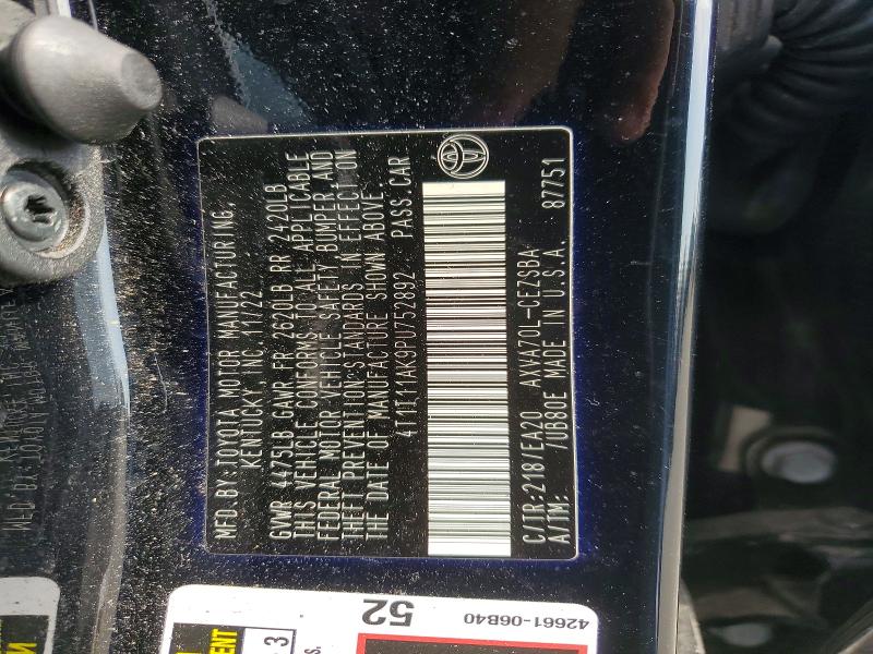 Продаж на аукціоні авто 2023 Toyota Camry, vin: 4T1T11AK9PU752892, номер лоту: 65718376