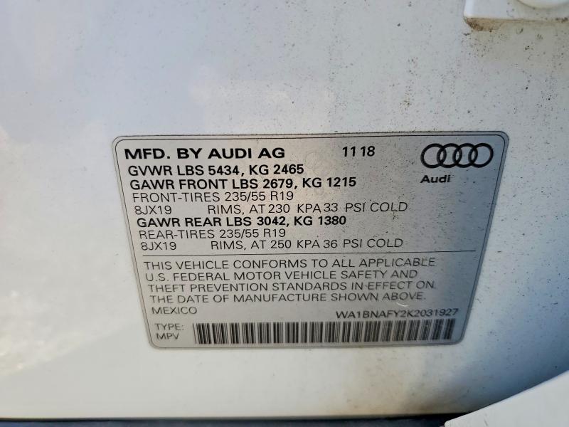 Продаж на аукціоні авто 2019 Audi Q5, vin: WA1BNAFY2K2031927, номер лоту: 65650936