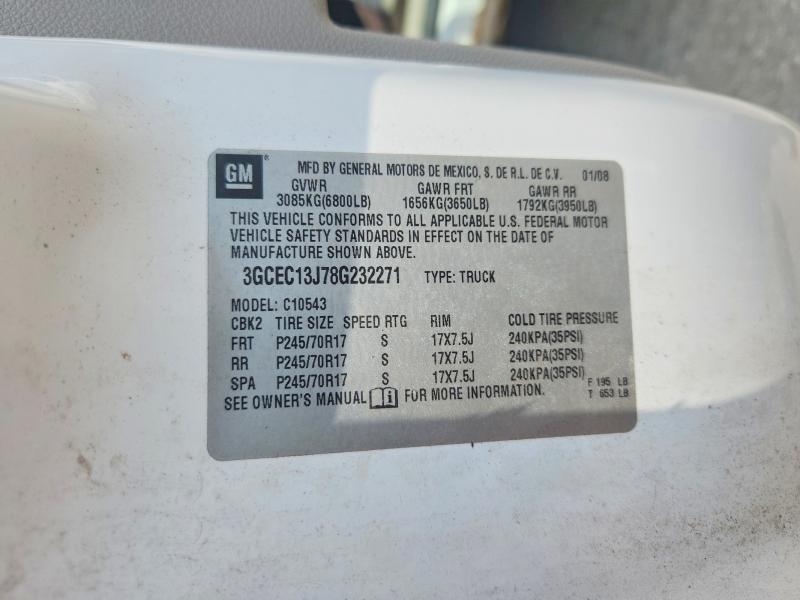 Aukcja sprzedaży 2008 Chevrolet Silverado, vin: 3GCEC13J78G232271, numer aukcji: 66813896