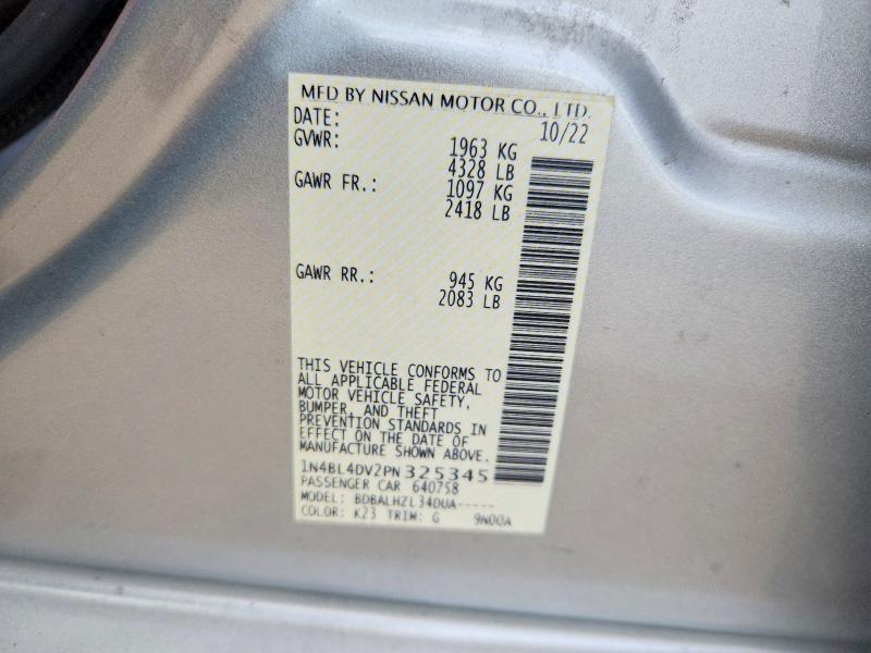 Продажа на аукционе авто 2023 Nissan Altima, vin: 1N4BL4DV2PN325345, номер лота: 62961336