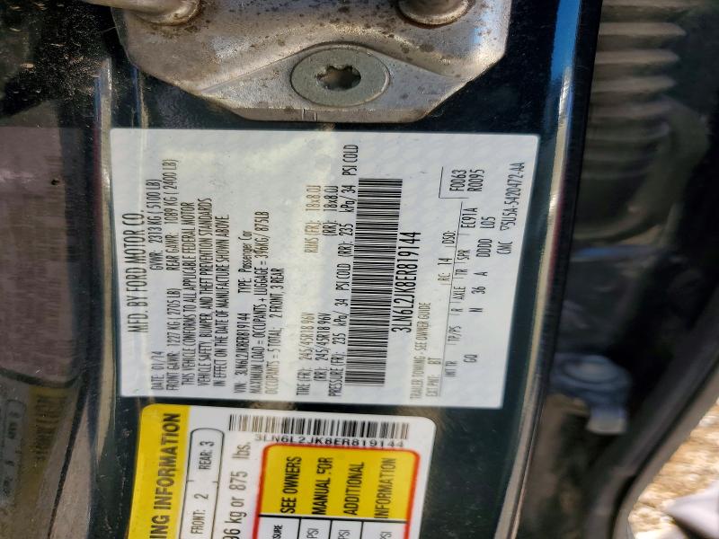 63170976 :رقم المزاد ، 3LN6L2JK8ER819144 vin ، 2014 Lincoln Mkz مزاد بيع