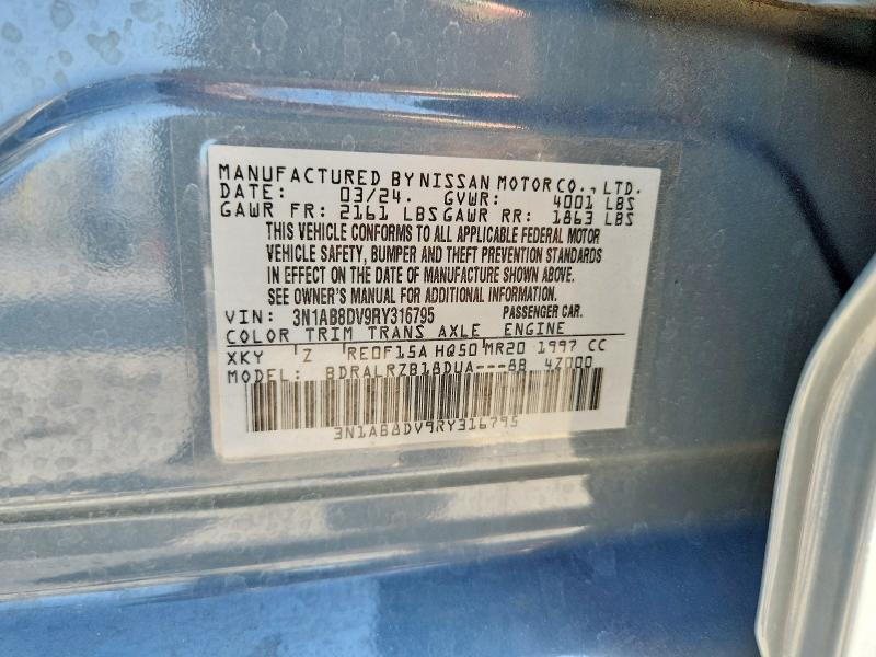2024 Nissan Sentra მანქანა იყიდება აუქციონზე, vin: 3N1AB8DV9RY316795, აუქციონის ნომერი: 66576916