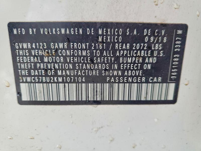 Продаж на аукціоні авто 2019 Volkswagen Jetta, vin: 3VWC57BU2KM107104, номер лоту: 64413406