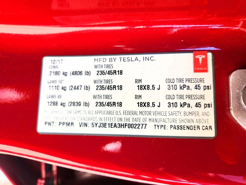 Aukcja sprzedaży 2017 Tesla Model 3, vin: 5YJ3E1EA3HF002277, numer aukcji: 66471236