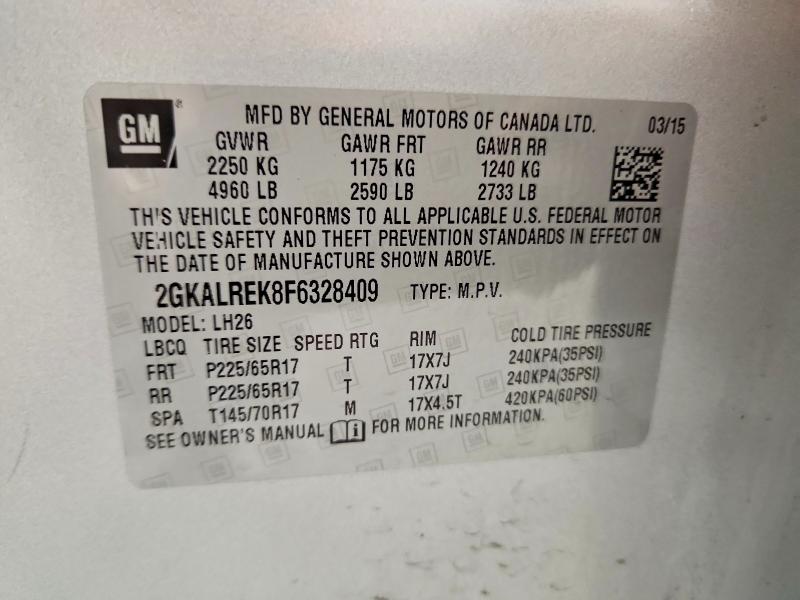 Aukcja sprzedaży 2015 Gmc Terrain, vin: 2GKALREK8F6328409, numer aukcji: 66032926