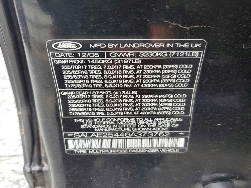 Продаж на аукціоні авто 2006 Land Rover Lr3, vin: SALAE25446A373762, номер лоту: 64314506