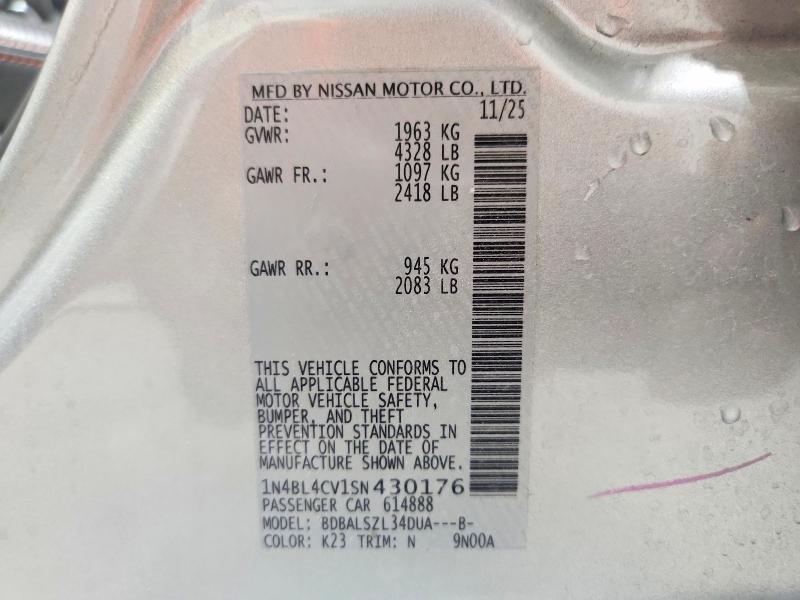 Продажа на аукционе авто 2025 Nissan Altima, vin: 1N4BL4CV1SN430176, номер лота: 63556566