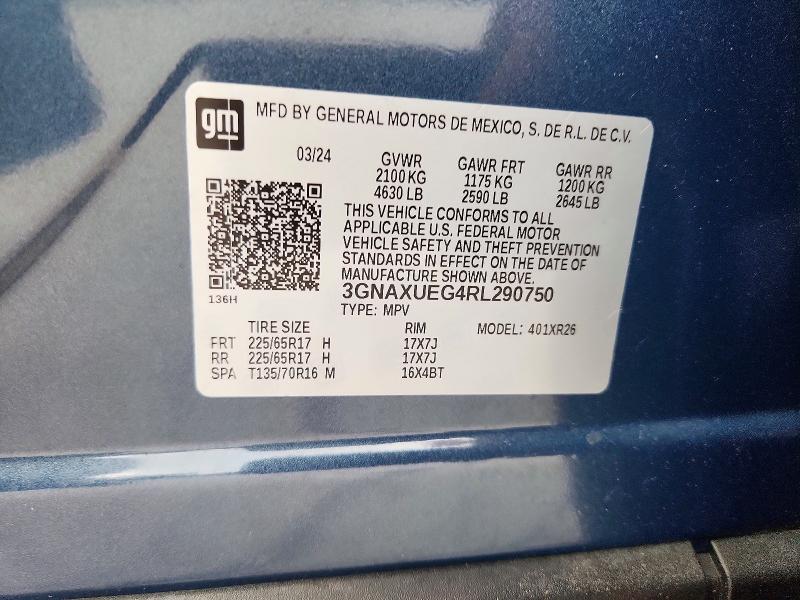 63674976 :رقم المزاد ، 3GNAXUEG4RL290750 vin ، 2024 Chevrolet Equinox مزاد بيع