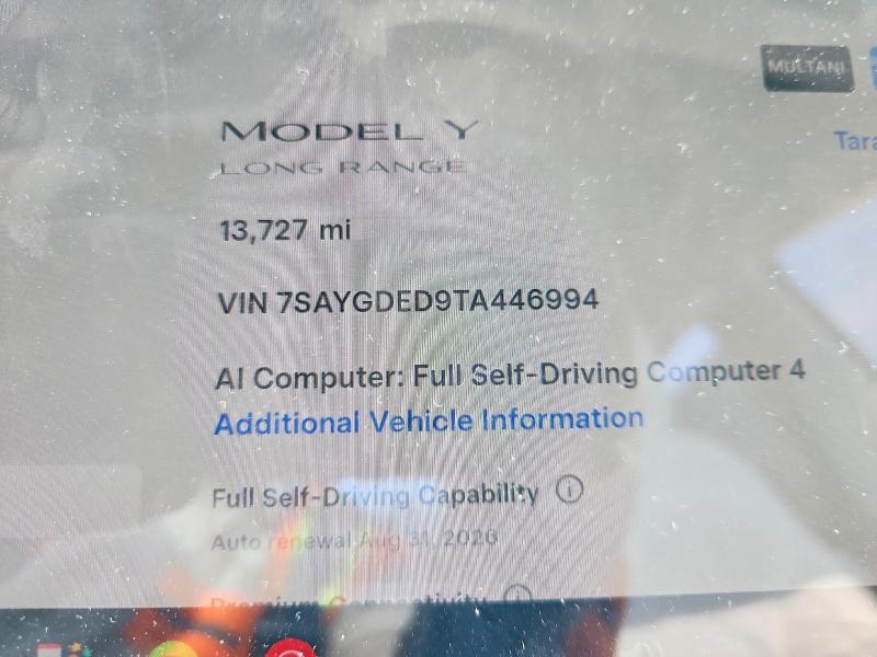 Aukcja sprzedaży 2026 Tesla Model Y, vin: 7SAYGDED9TA446994, numer aukcji: 64333066