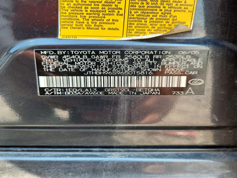 64701066 :رقم المزاد ، JTHBH96S965015816 vin ، 2006 Lexus Gs مزاد بيع