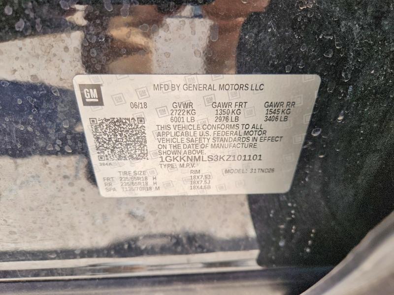 65640826 :رقم المزاد ، 1GKKNMLS3KZ101101 vin ، 2019 Gmc Acadia مزاد بيع