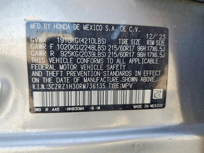 Aukcja sprzedaży 2024 Honda Hr-v, vin: 3CZRZ1H30RM736135, numer aukcji: 64429146