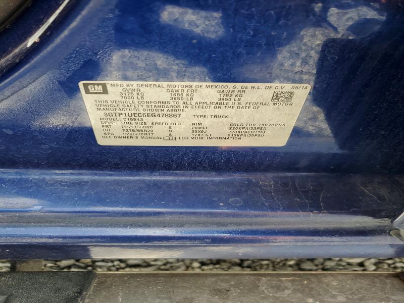 2014 Gmc Sierra მანქანა იყიდება აუქციონზე, vin: 3GTP1UEC6EG478867, აუქციონის ნომერი: 65308676