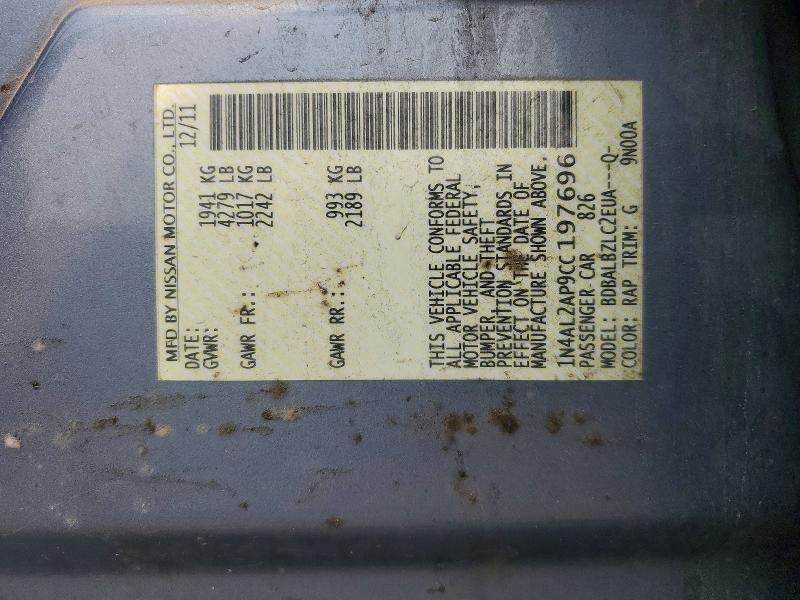Продаж на аукціоні авто 2012 Nissan Altima, vin: 1N4AL2AP9CC197696, номер лоту: 63556496
