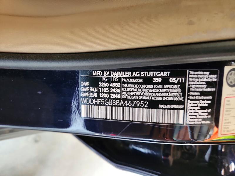 Aukcja sprzedaży 2011 Mercedes-benz E, vin: WDDHF5GB8BA467952, numer aukcji: 63376456