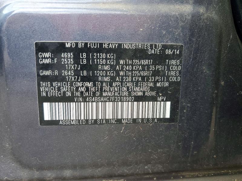 Продажа на аукционе авто 2015 Subaru Outback, vin: 4S4BSAHC7F3218902, номер лота: 63137796