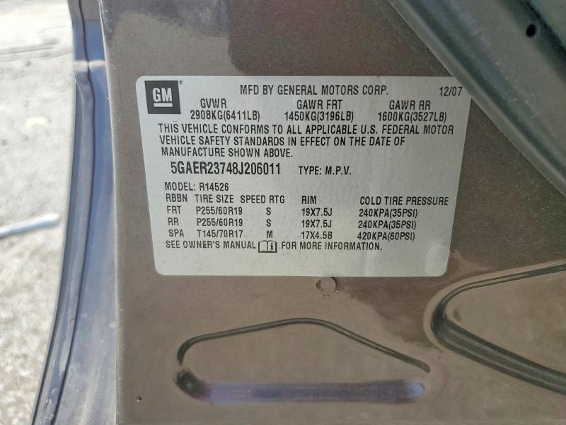 Aukcja sprzedaży 2008 Buick Enclave, vin: 5GAER23748J206011, numer aukcji: 64825886