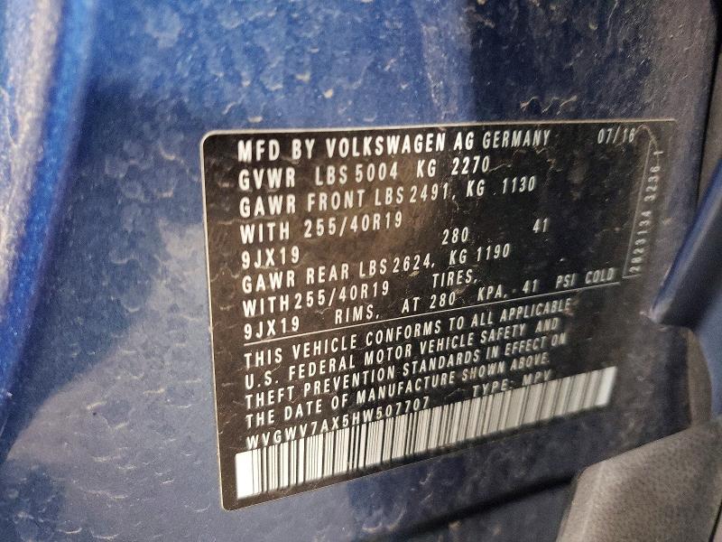 63383906 :رقم المزاد ، WVGWV7AX5HW507707 vin ، 2017 Volkswagen Tiguan مزاد بيع