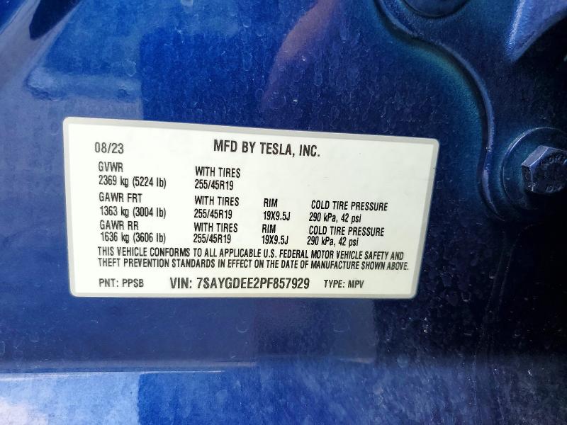 Aukcja sprzedaży 2023 Tesla Model Y, vin: 7SAYGDEE2PF857929, numer aukcji: 63624086