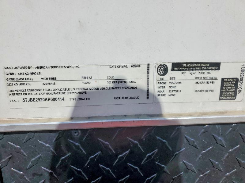 64833346 :رقم المزاد ، 5TJBE2920KP000414 vin ، 2019 American Mobile Traveler Recreational Vehicle (rv) مزاد بيع