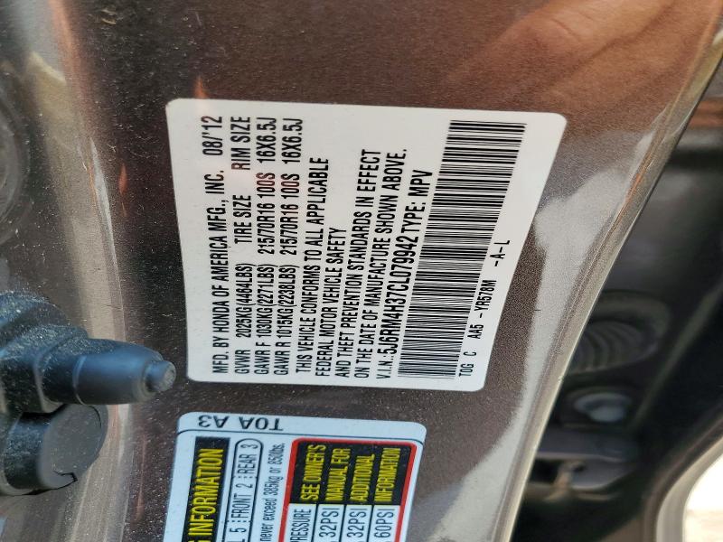 63311006 :رقم المزاد ، 5J6RM4H37CL079942 vin ، 2012 Honda Cr-v مزاد بيع
