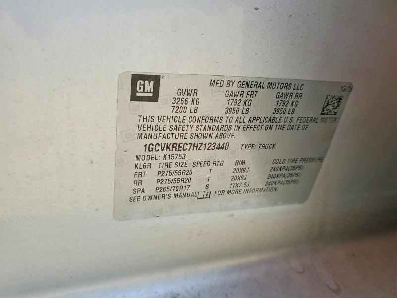 2017 Chevrolet Silverado მანქანა იყიდება აუქციონზე, vin: 1GCVKREC7HZ123440, აუქციონის ნომერი: 65816556