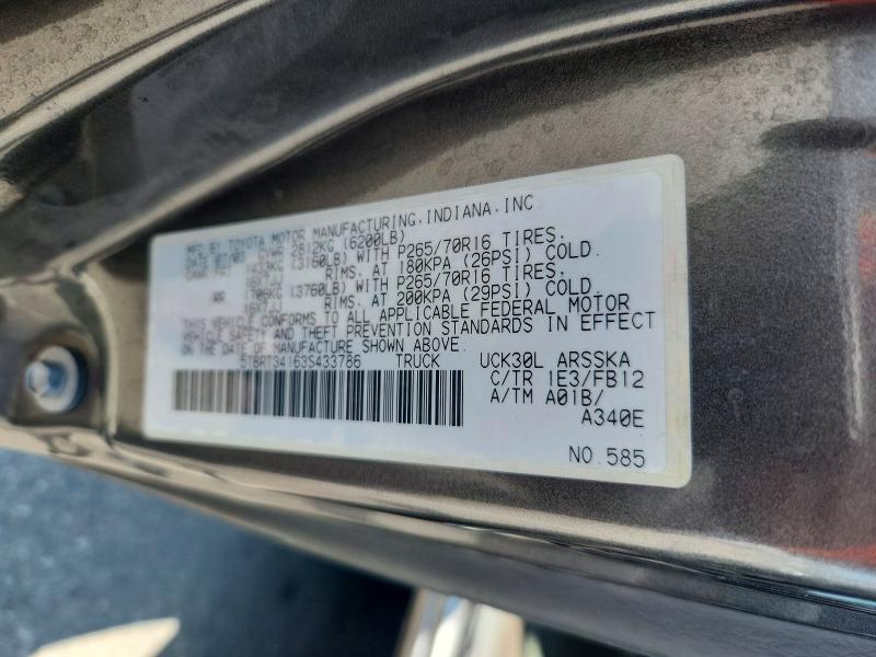 2003 Toyota Tundra მანქანა იყიდება აუქციონზე, vin: 5TBRT34163S433786, აუქციონის ნომერი: 64405746