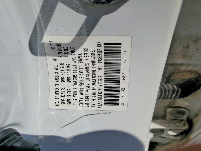 66021486 :رقم المزاد ، 1HGCR2F56HA136299 vin ، 2017 Honda Accord مزاد بيع