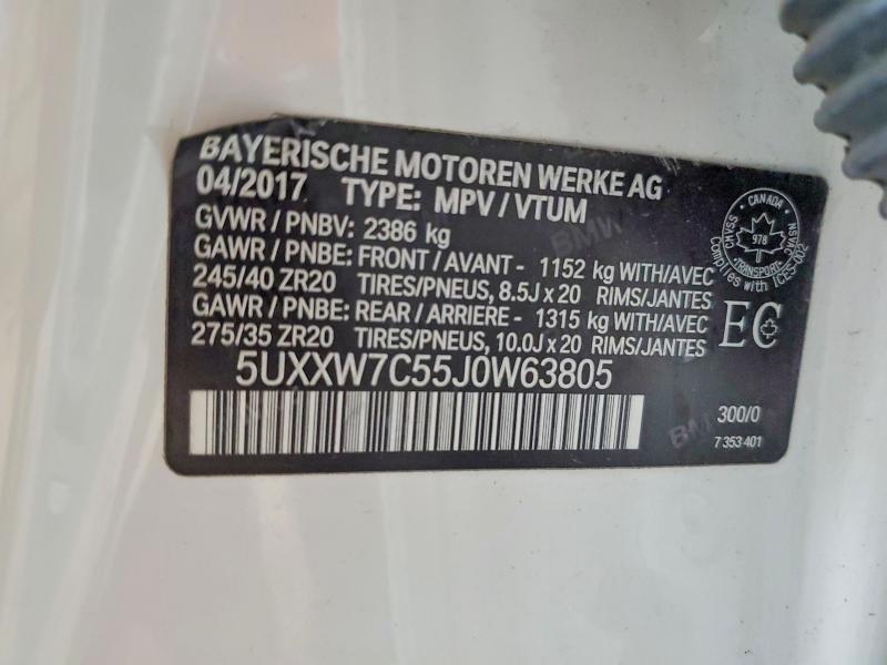 2018 Bmw X4 მანქანა იყიდება აუქციონზე, vin: 5UXXW7C55J0W63805, აუქციონის ნომერი: 64302296