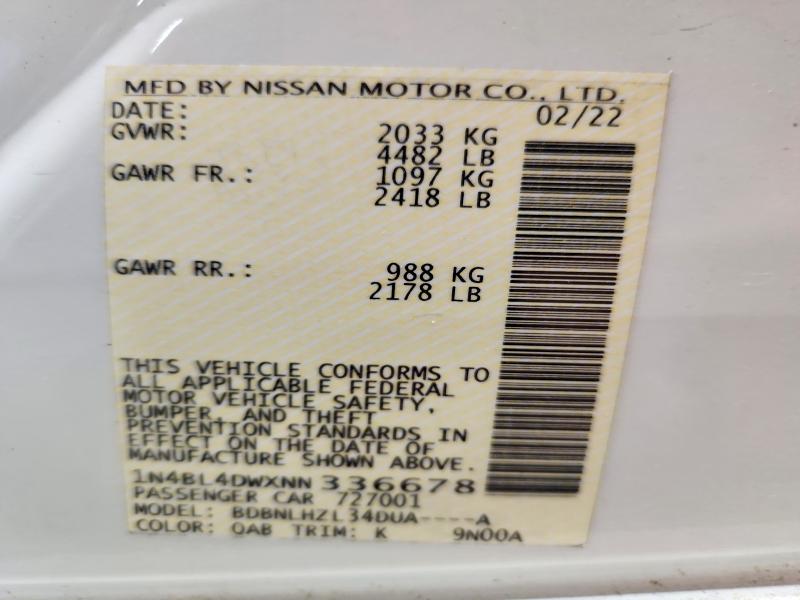Aukcja sprzedaży 2022 Nissan Altima, vin: 1N4BL4DWXNN336678, numer aukcji: 66061736
