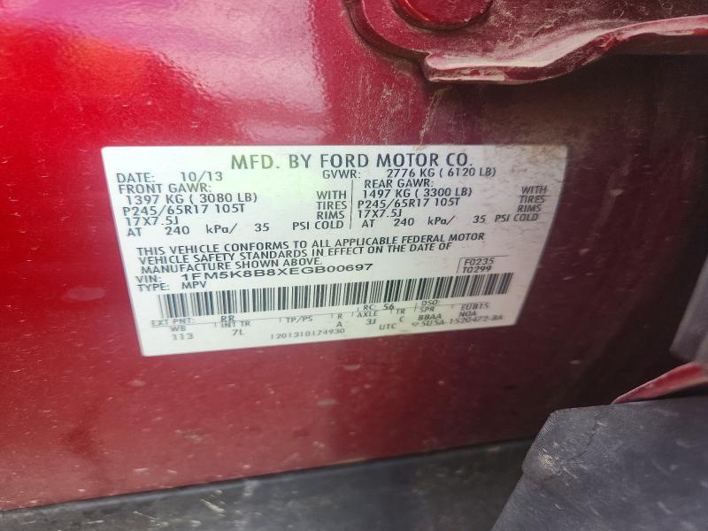 Aukcja sprzedaży 2014 Ford Explorer, vin: 1FM5K8B8XEGB00697, numer aukcji: 65345436
