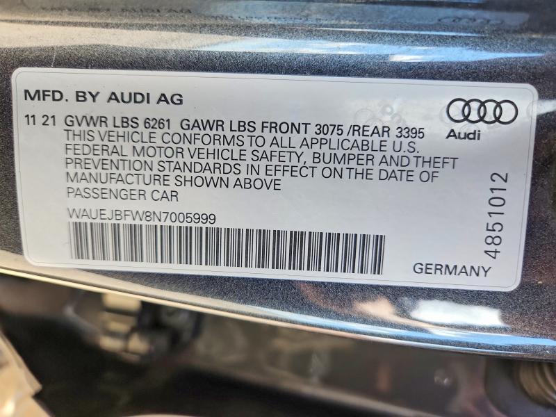 Продажа на аукционе авто 2022 Audi E-tron Gt, vin: WAUEJBFW8N7005999, номер лота: 65176146