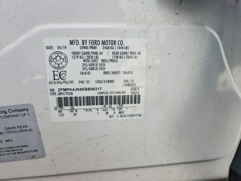 Продажа на аукционе авто 2019 Ford Edge, vin: 2FMPK4J94KBB98317, номер лота: 66755366