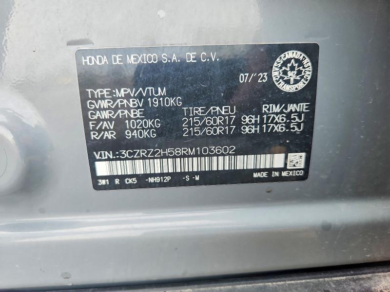 Продаж на аукціоні авто 2024 Honda Hr-v, vin: 3CZRZ2H58RM103602, номер лоту: 65476276