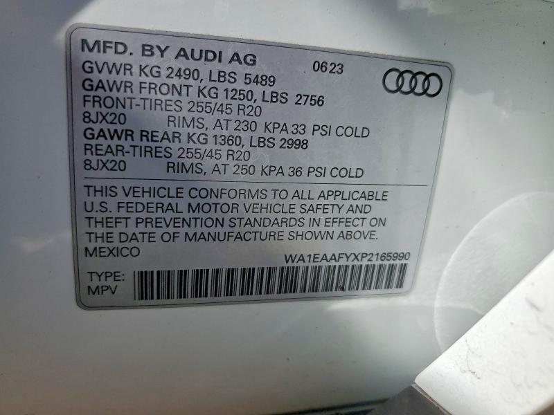 64242256 :رقم المزاد ، WA1EAAFYXP2165990 vin ، 2023 Audi Q5 مزاد بيع