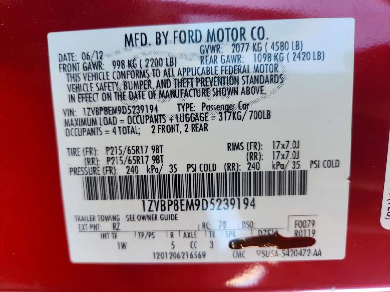 Aukcja sprzedaży 2013 Ford Mustang, vin: 1ZVBP8EM9D5239194, numer aukcji: 63436196